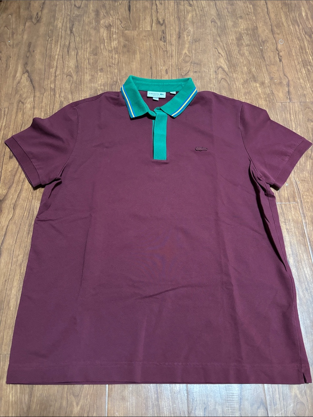 Lacoste Knitted Collar Burgundy Polo Shirt